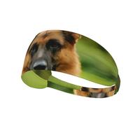 Diadema elástica con estampado de pastor alemán feliz, para yoga, correr, ciclismo, gimnasio, tenis