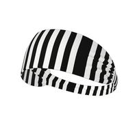 Diadema elástica con estampado de rayas blancas y negras, transpirable y cómoda para deportes, yoga, ciclismo y mucho más