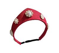 Diadema elástica con perlas inspiradas para mujer, adecuada para varios tamaños de cabeza y diseños, diadema retro con forma de coronilla