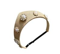 Diadema elástica con perlas inspiradas para mujer, adecuada para varios tamaños de cabeza y diseños, diadema retro con forma de coronilla