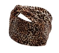 Diadema elástica de terciopelo con estampado de leopardo para lavado facial y maquillaje (negro-marrón)