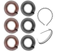 Diadema elástica en zigzag con 2 bandas de metal, redonda de plástico, diadema flexible y antiroturas, diadema deportiva para mujeres y niñas