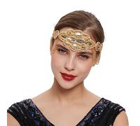Diadema elástica étnica con diamantes de imitación y lentejuelas, diadema única para mujer, boda, fiesta, tomar fotos