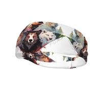 Diadema elástica para correr, yoga, hombres y mujeres, correr, baloncesto, fitness, banda elástica para la cabeza, lobos y renos, absorbe el sudor