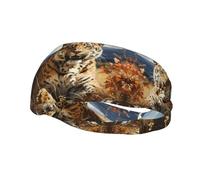 Diadema elástica para correr, yoga, hombres y mujeres, correr, baloncesto, fitness, leopardo, en busca de presa, banda deportiva que absorbe el sudor,