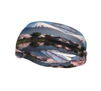 Diadema elástica para correr, yoga, hombres y mujeres, correr, baloncesto, fitness, monte Fuji a principios de primavera, banda deportiva que absorbe el sudor