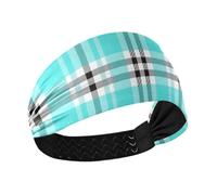 Diadema elástica para el cabello, a cuadros, color negro, blanco, verde azulado, absorbe la humedad, bandas elásticas para el sudor, para entrenamientos, voleibol, voleibol, accesorios para cabello de