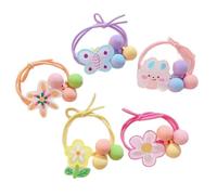 Diadema elástica para el pelo de color caramelo con flores para niñas, soporte para coleta, accesorios para el cabello, 5 unidades