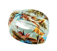 Diadema elástica para mujer, diseño de leopardo, bohemio, con flores, para deportes con nudos, para diadema, con impresión ancha (G, talla libre)