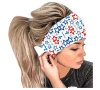Diadema elástica para mujer, transpirable, con turbante y estampado de bandana, color azul, talla única