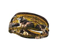 Diadema elástica unisex para adultos con diseño de lobos que absorbe la humedad