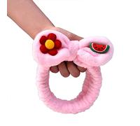 Diadema elástica y peluda con lazos de felpa para envolver la cabeza, diademas de maquillaje, flores, sandía