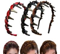 Diadema en zigzag, diadema vintage de perlas artificiales de alto cráneo, bandas de pelo onduladas de diamante brillante para 1 segundo parte superior craneal alta esponjosa, eleva la línea del