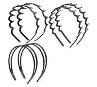 Diadema en zigzag Juego de diademas en Zig Zag for hombre y mujer, banda for la cabeza plástico, peine, accesorios aro, 6 uds Para los deportes(Black)