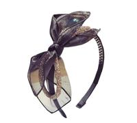 Diadema estética con lazo para mujeres y niñas, diadema de malla francesa, tocado para fiesta de noche, tocado para peinar el cabello
