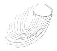 Diadema étnica con borlas y cadena larga de cristal, joyería para el pelo nupcial, diadema con borlas