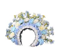 Diadema étnica para novia, corona de flores, diadema de flores de doble cara, accesorio para el cabello, diadema de boda y festival