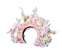 Diadema étnica para novia, corona de flores, diadema de flores de doble cara, accesorio para el cabello, diadema de boda y festival