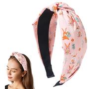 Diadema Feliz Pascua,Diadema Ancha Anudada | Decoración de diademas estampadas anudadas para mujer,Diadema de conejito de huevos de Pascua de colores brillantes para bailes, fiestas, bodas, vacaciones