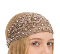 Diadema Femenina Con Cuentas Incrustadas Banda para la Cabeza de Perlas | Elásticas Anchas y Elegantes para Mujeres Para Bodas, Viajes, Cotidiano, Vacaciones Y Peinados