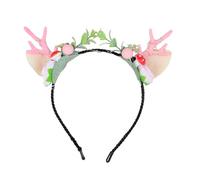 Diadema festiva con luz LED MerryChristmas con cuernos para el pelo, diadema para el pelo de fiesta de Navidad