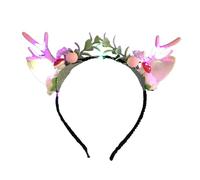 Diadema festiva con luz LED MerryChristmas con cuernos para el pelo, diadema para el pelo de fiesta de Navidad