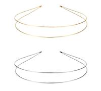 Diadema fina para mujer, 2 diademas de metal multicapa, diademas doradas y plateadas, elegantes coronas para el pelo de boda, accesorios de peinado de novia, sombrero, accesorios para el cabello para