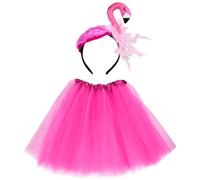 Diadema Flamenco Rosa, Flamingo Headband, Diademas de Flamencos, Diadema Flamencos Mujer, Accesorio Flamenco para Carnaval con Diadema y Falda Tutú, Accesorios de Carnaval para Niñas y Mujeres (B)