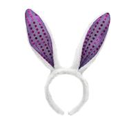 Diadema flexible para mujer, bonita diadema de orejas de conejo con lentejuelas para fiesta de disfraces, accesorios de fotos para niñas y adolescentes