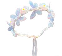 Diadema floral de mariposa y perlas para niñas con cinta suave, ajuste seguro, diseño de princesa, colores pastel para disfraces de cuento de hadas, fiestas de cumpleaños, sesiones de fotos, eventos