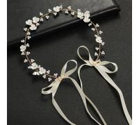 Diadema floral de perlas de imitación de 12 cm, diseño de tres conchas