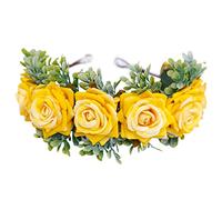 Diadema floral hecha a mano con rosas con cinta blanca para boda, corona de pelo para novia, accesorios para el cabello, diadema de flores para niñas y mujeres