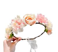Diadema Flores 2 piezas fascinante corona de Hada de flores artificiales novia boda con cinta diademas tocado corona trenzada