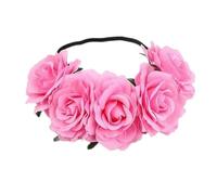 Diadema Flores Diadema Floral, gran rosa roja, accesorios for el cabello, corona de damas de honor for mujeres y niñas, adornos for el cabello de fiesta, playa Floral(Color4)