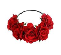 Diadema Flores Diadema Floral, gran rosa roja, accesorios for el cabello, corona de damas honor for mujeres y niñas, adornos for fiesta, playa(Color11)