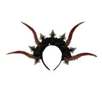 Diadema gótica de cuerno de cabra con flor para fiesta de cosplay, disfraz de Halloween, diadema para adultos, mascarada, diadema gótica