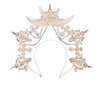 Diadema gótica de doble capa para mujer, con alas de ángel, diadema de maquillaje, para festivales, fiestas, adolescentes, actuaciones