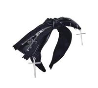 Diadema gótica hecha a mano con lazo inspirado en subculturas de cuero gótico, accesorio para mujeres y mujeres