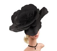 Diadema Grande de Flores para Mujer, Tocado Floral con Embellecimientos (Negro)