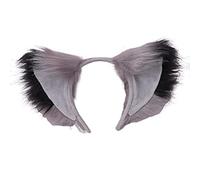 Diadema grande de orejas de animales sintéticos, pelo de felpa para cosplay