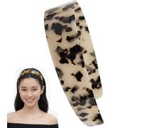 Diadema gruesa de concha de tortuga con dientes para mujer, 1.5 pulgadas de ancho, diadema de plástico retro antideslizante para uso diario y peinado (concha de tortuga de color claro)