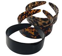 Diadema gruesa de concha de tortuga con dientes para mujer, peine ancho con patrón de leopardo, banda antideslizante para el pelo de carey para peinar a diario y viajes de oficina (E)