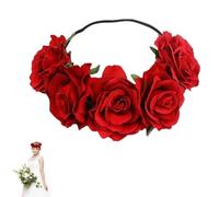 Diadema guirnalda de flores rosas | Corona floral artificial para boda, fiesta, playa | Accesorio para el cabello bohemio, diadema floral, diadema romántica, decoración de tocado