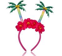 Diadema hawaiana para fiestas, con forma de palmera, flores y flores, decoración de fiesta tropical, decoración de fiesta Aloha Luau, suministros florales para el cabello, accesorios para el cabello