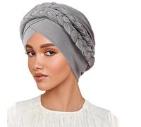 Diadema hijab seda leche bicolor trenzado para musulmán diseño elegante accesorio femenino cómodo uso diario Ramadán (Grey, One Size)