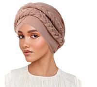 Diadema hijab seda leche bicolor trenzado para musulmán diseño elegante accesorio femenino cómodo uso diario Ramadán (One Size)