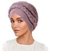 Diadema hijab seda leche bicolor trenzado para musulmán diseño elegante accesorio femenino cómodo uso diario Ramadán (Light Purple, One Size)