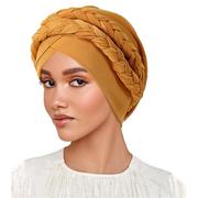 Diadema hijab seda leche bicolor trenzado para musulmán diseño elegante accesorio femenino cómodo uso diario Ramadán (Gold, One Size)