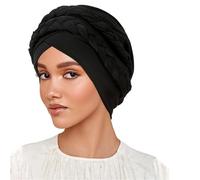 Diadema hijab seda leche bicolor trenzado para musulmán diseño elegante accesorio femenino cómodo uso diario Ramadán (Black, One Size)