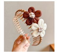 Diadema infantil en zigzag con lazos, oso, flores, corazón de amor, niñas, lindas diademas, diademas, peineta antideslizante en zigzag, horquilla marrón claro de seda de kapok.